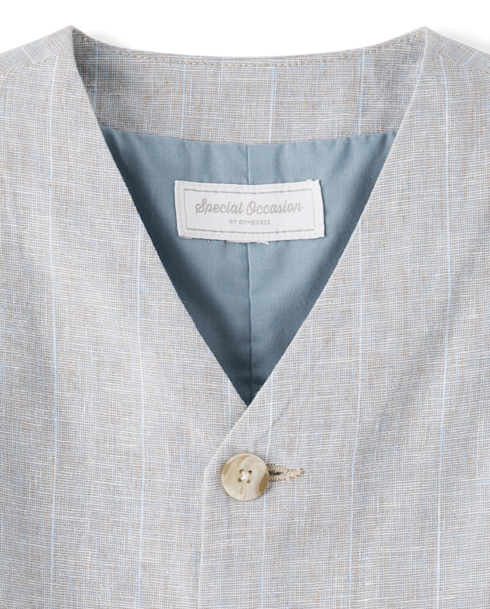 Boys Striped Linen-Blend Vest - Special Occasions