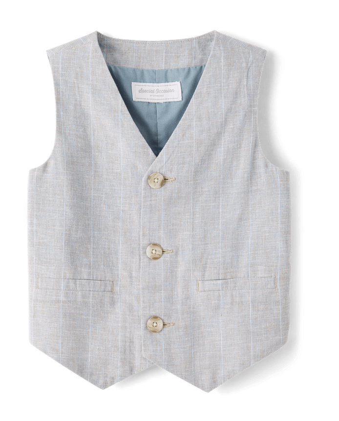 Boys Striped Linen-Blend Vest - Special Occasions