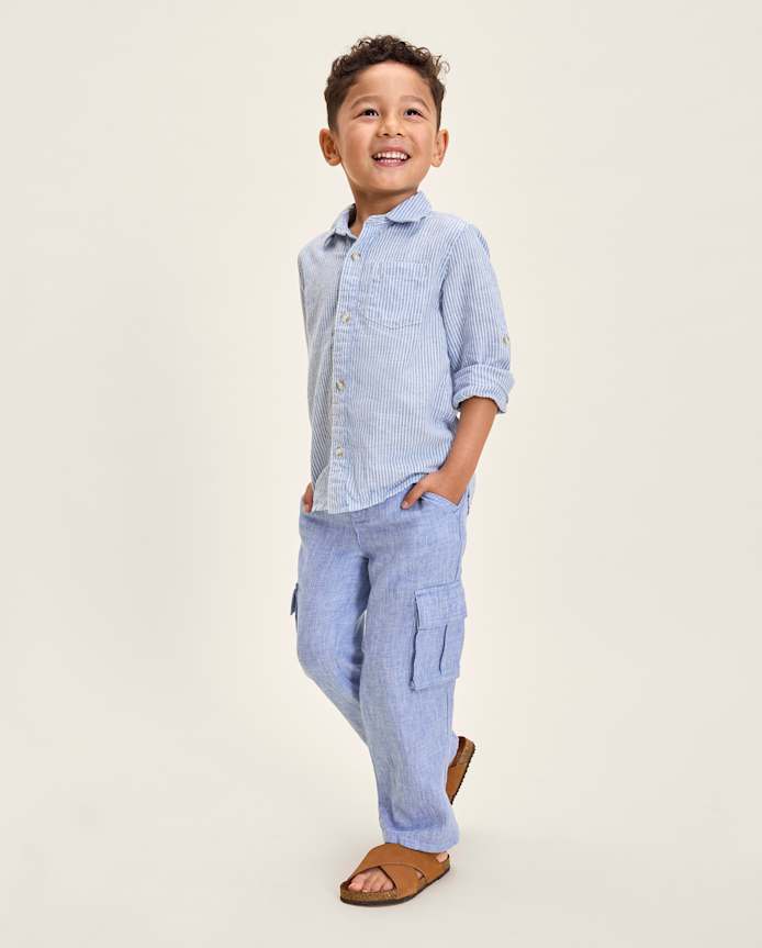 Boys Linen Blend Cargo Pants