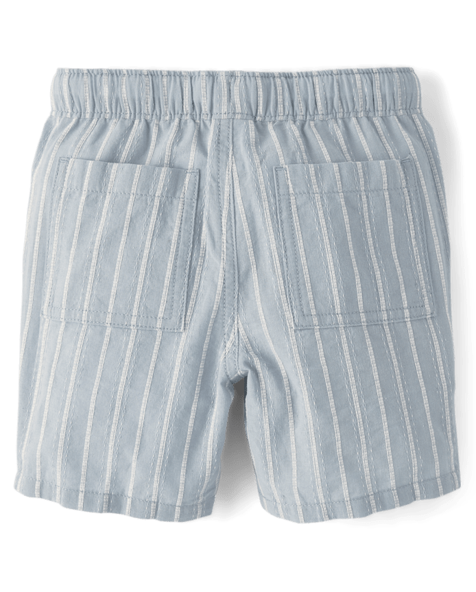 Boys Striped Linen Blend Pull On Shorts