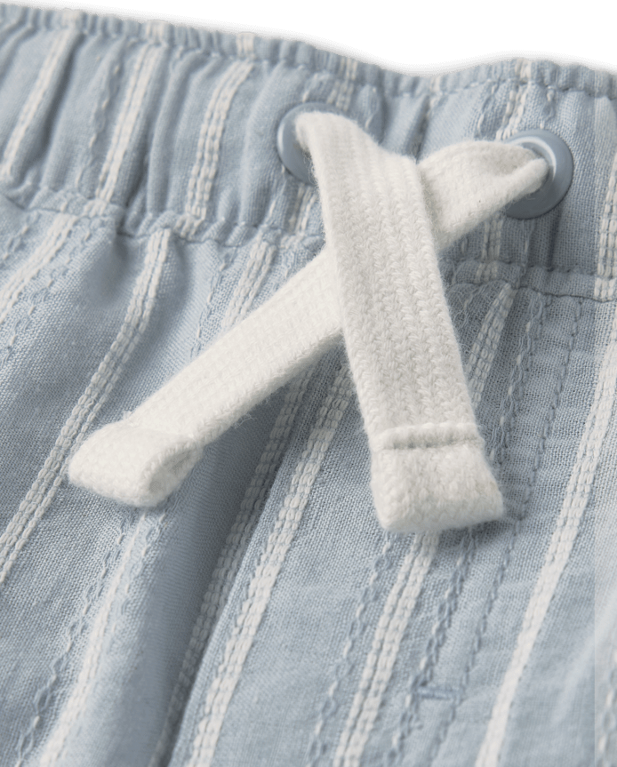 Boys Striped Linen Blend Pull On Shorts