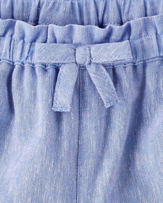Girls Embroidered Eyelet Linen-Blend Pull On Shorts