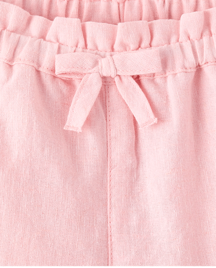 Girls Embroidered Eyelet Linen-Blend Wide Leg Pants