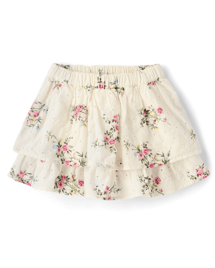 Girls Floral Eyelet Tiered Skort - Enchanted Garden