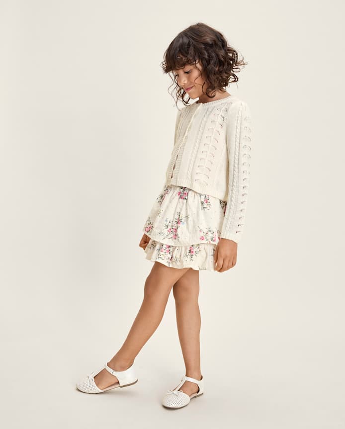 Girls Floral Eyelet Tiered Skort - Enchanted Garden