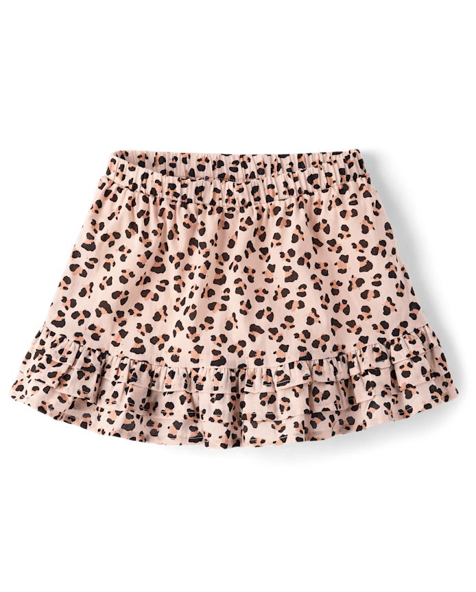 Girls Leopard Ruffle Skort - Petit Paris
