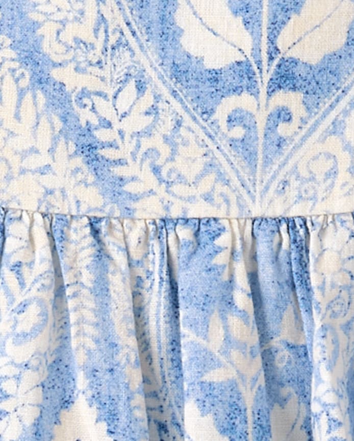 Girls Print Linen-Blend Ruffle Dress - Linen Edit