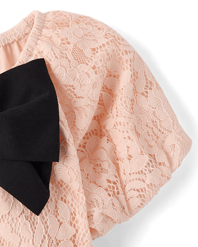 Girls Oversized Bow Lace Top - Petit Paris