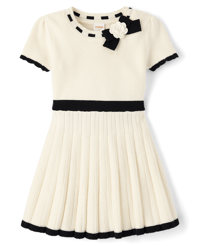 Girls Contrast Pleated Sweater Dress - Petit Paris