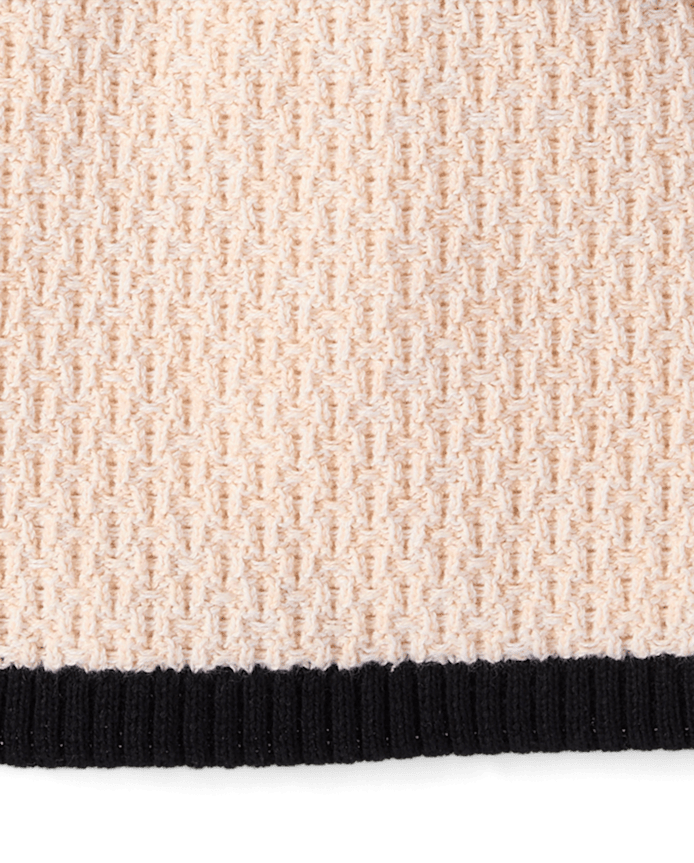 Girls Contrast Faux Tweed Sweater Skirt - Petit Paris