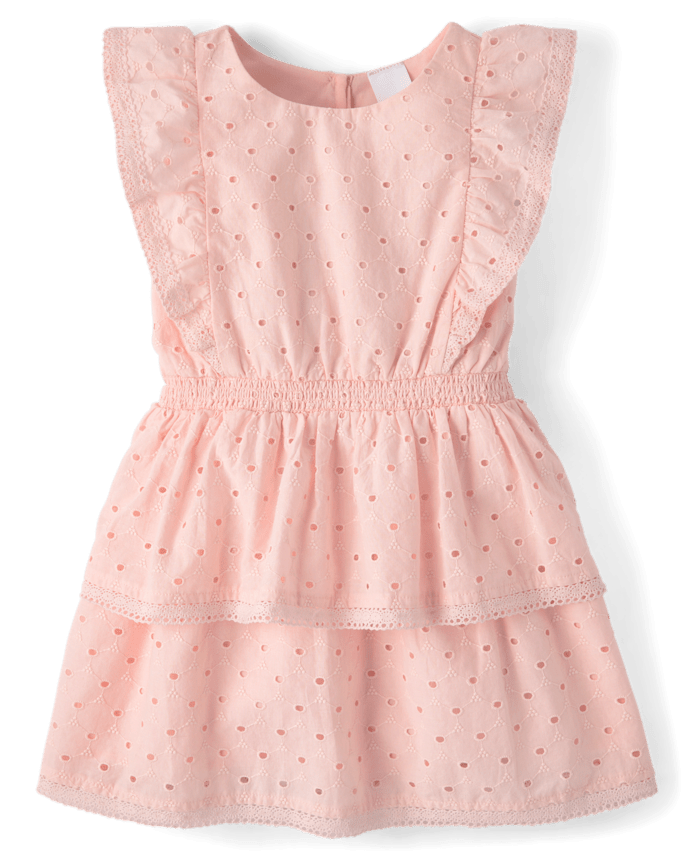 Girls Flutter Eyelet Tiered Dress - Enchanted Garden