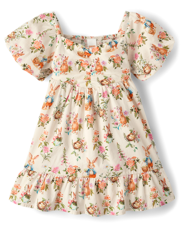Girls Bunny Ruffle Dress - Enchanted Garden