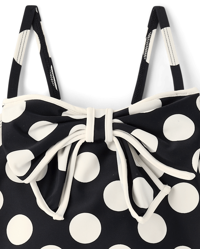 Girls Polka Dot Bow One Piece Swimsuit - Swim Shop