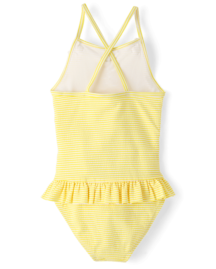 Girls Floral Seersucker Ruffle One Piece Swimsuit - Swim Shop