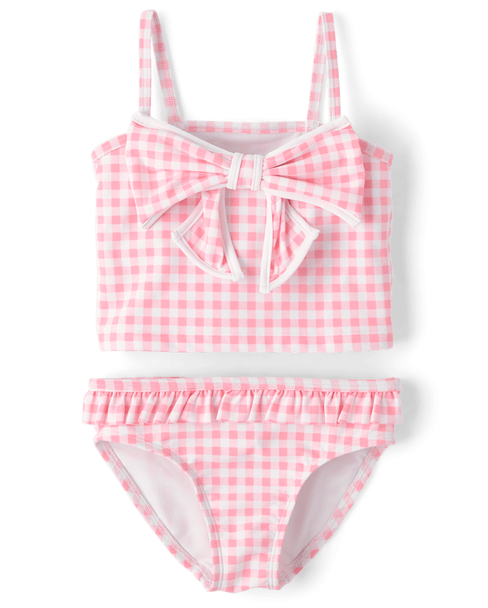Girls Gingham Bow Tankini Swimsuit - Swim Shop