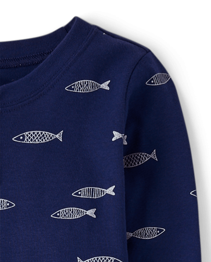 Kids Coastal Snug Fit Cotton Henley Pajamas