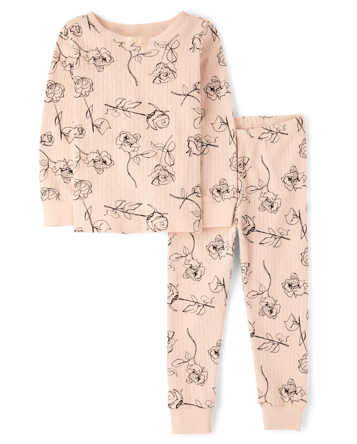 Girls Rose Snug Fit Pointelle Pajamas