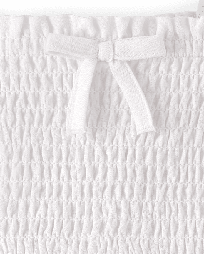 Girls Smocked Linen-Blend Ruffle Dress - Linen Edit