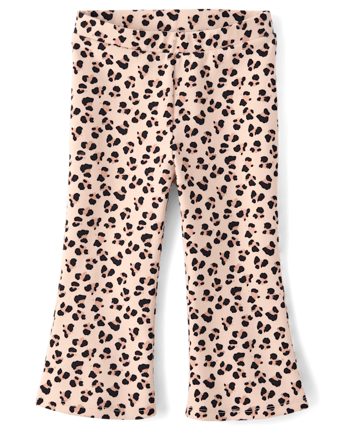 Girls Leopard Ponte Flare Jeggings - Petit Paris