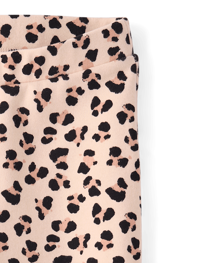 Girls Leopard Ponte Flare Jeggings - Petit Paris