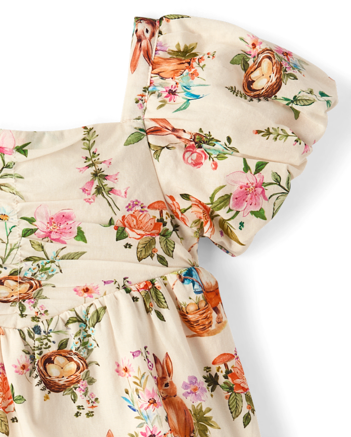 Baby Girls Bunny Ruffle Dress - Enchanted Garden