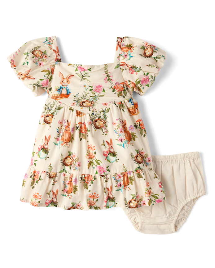 Baby Girls Bunny Ruffle Dress - Enchanted Garden