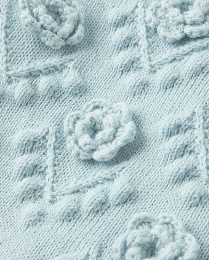 Baby Girls Crochet Floral Drop Waist Tiered Sweater Dress