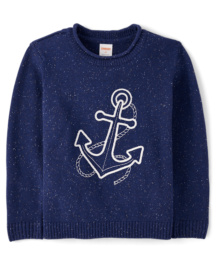 Kids Embroidered Anchor Sweater - Driftwood Bay