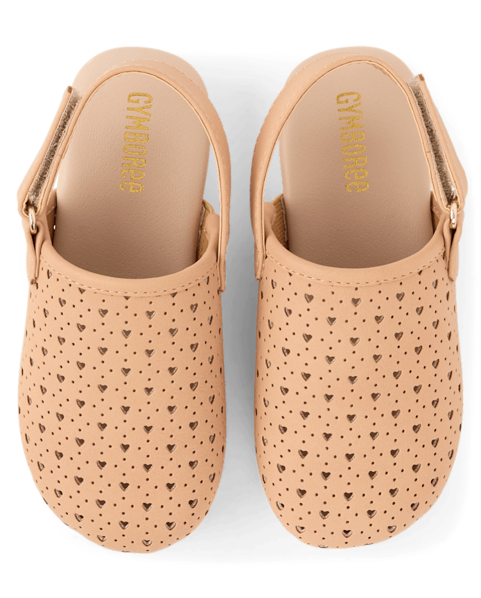Girls Perforated Heart Clogs - Little Essentials