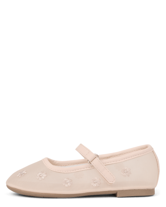 Girls Embroidered Floral Mesh Ballet Flats - Enchanted Garden