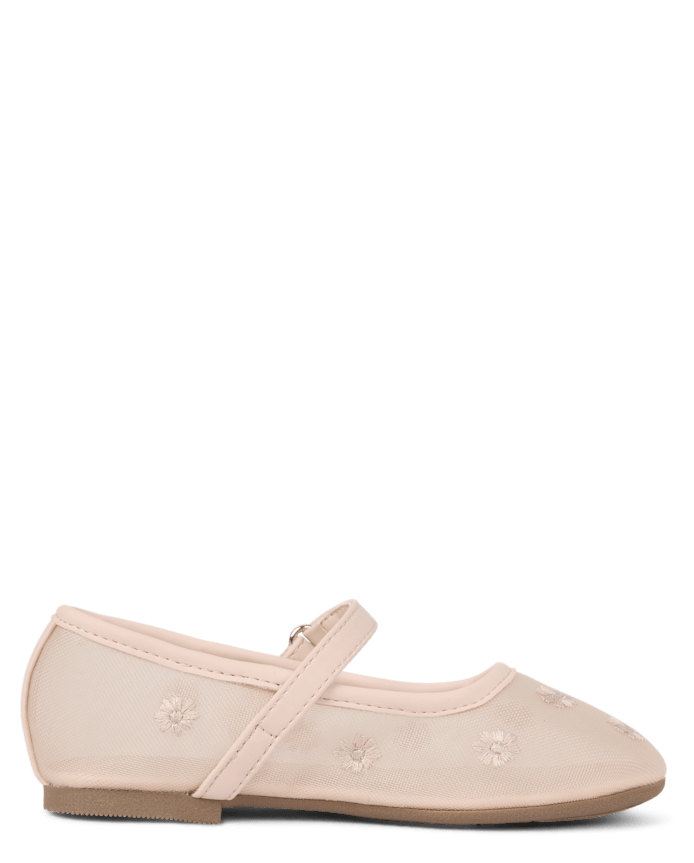 Girls Embroidered Floral Mesh Ballet Flats - Enchanted Garden