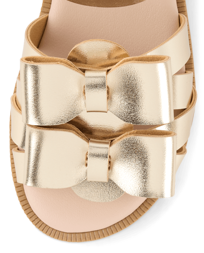Girls Metallic Bow Sandals - Little Essentials