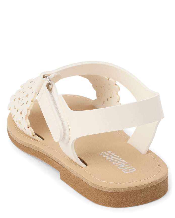Girls Perforated Floral Sandals - Little Essentials
