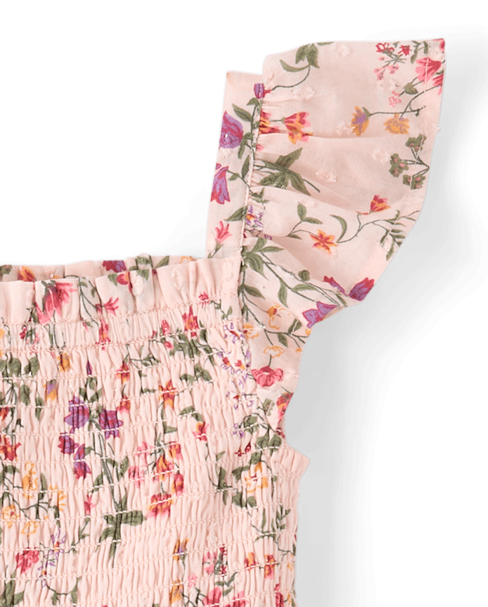 Girls Floral Smocked Tiered Dress - Enchanted Garden