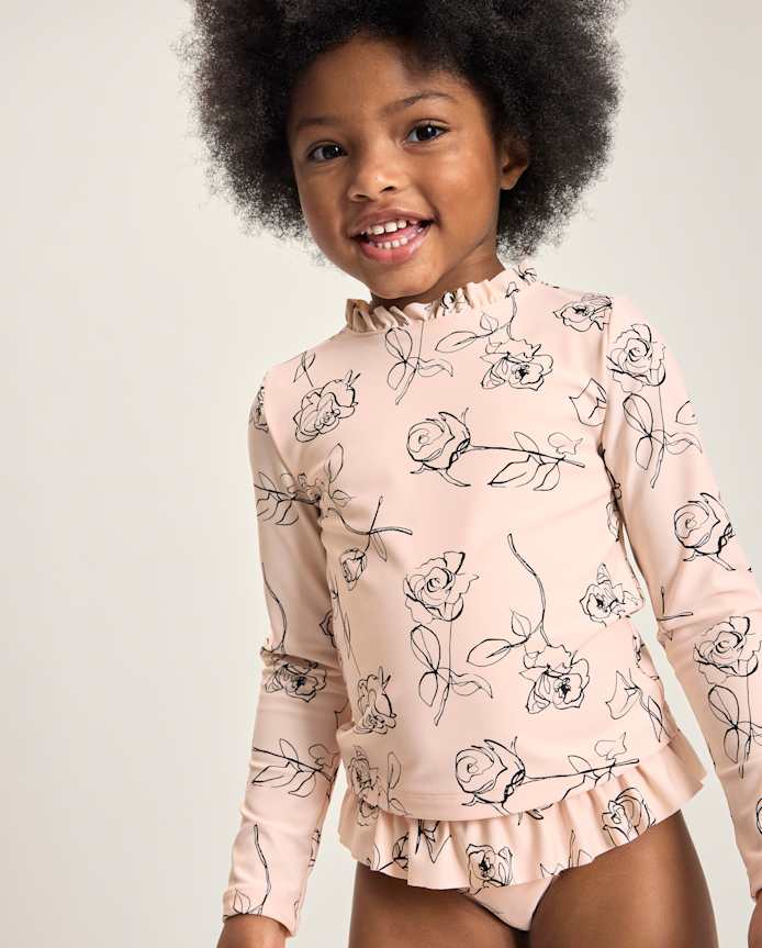 Girls Floral Rashguard Tankini Swimsuit