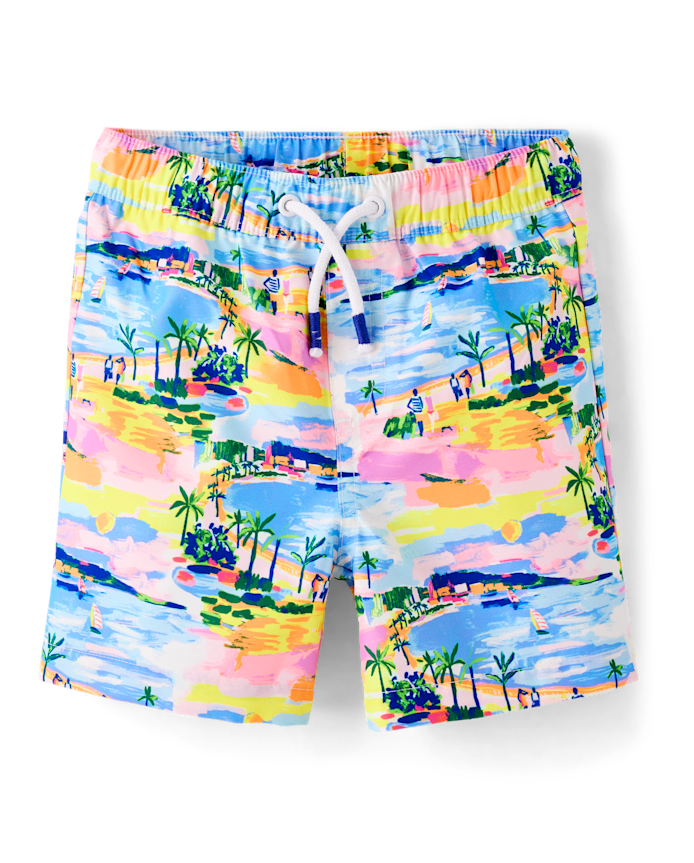 Boys Vacation Postcard Swim Trunks - Shop