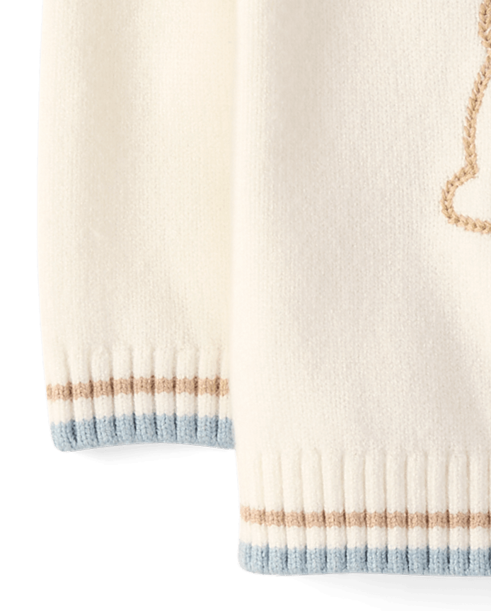 Baby Embroidered Bunny Silhouette Sweater 2-Piece Outfit Set