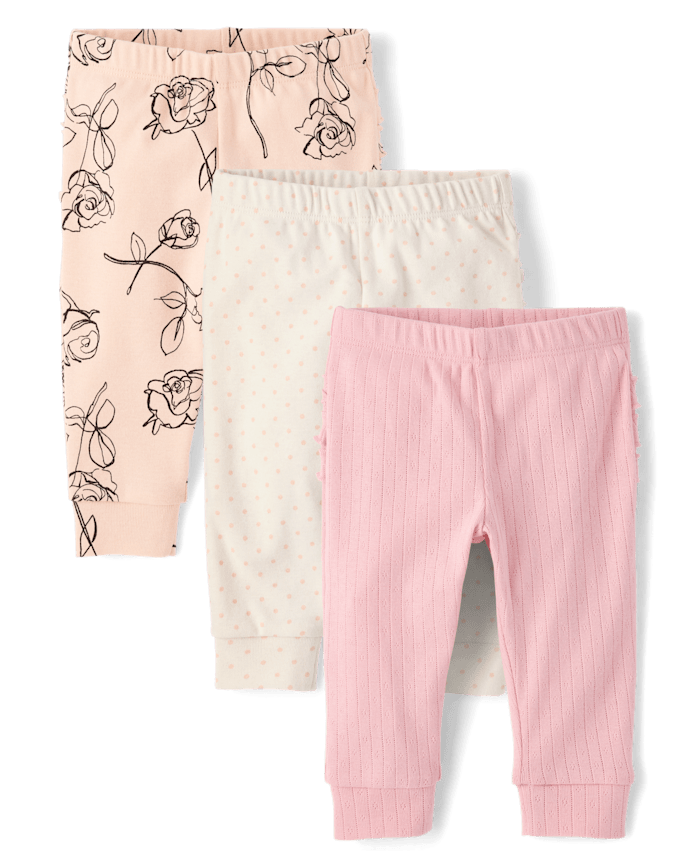 Baby Girls Rose Ruffle Leggings 3-Pack