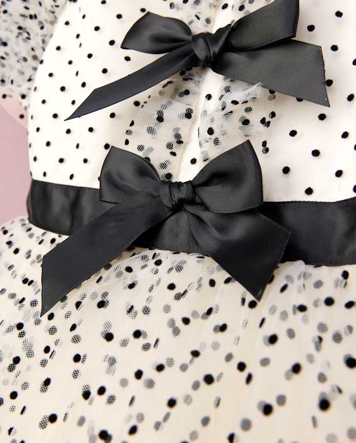 Girls Flocked Dot Bow Tulle Ruffle Dress - Marchesa Mini x Gymboree
