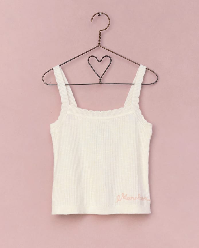 Girls Scalloped Ribbed Sweater Tank Top