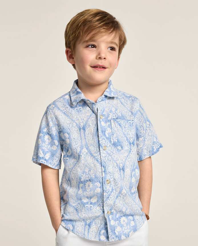 Boys Matching Family Paisley Linen-Blend Button Up Shirt - Linen Edit