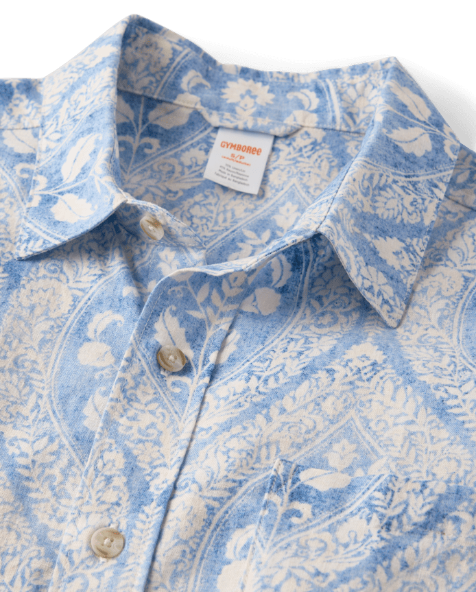 Mens Matching Family Paisley Linen-Blend Button Up Shirt - Linen Edit