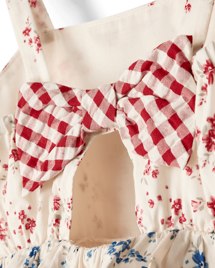 Girls Floral Ruffle Bow Back Dress - Nantucket Charm