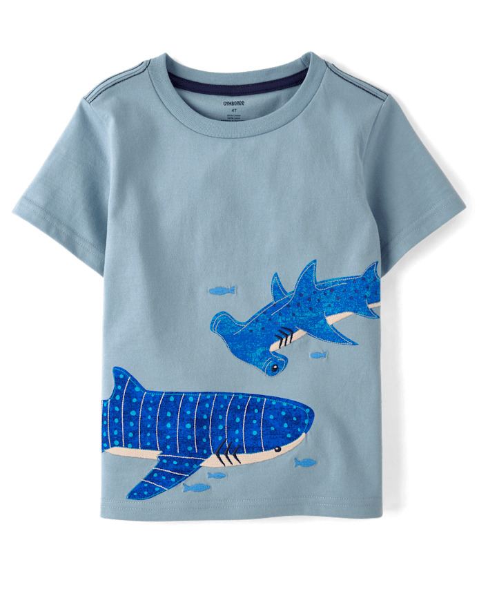 Boys Embroidered Shark Top - Driftwood Bay