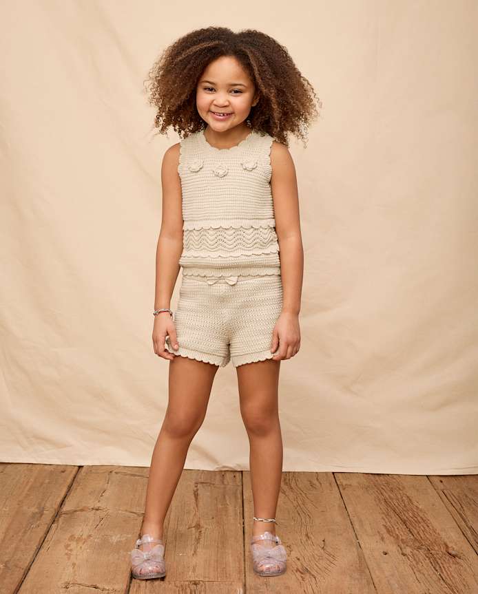 Girls Crochet Scalloped Shorts - Driftwood Bay