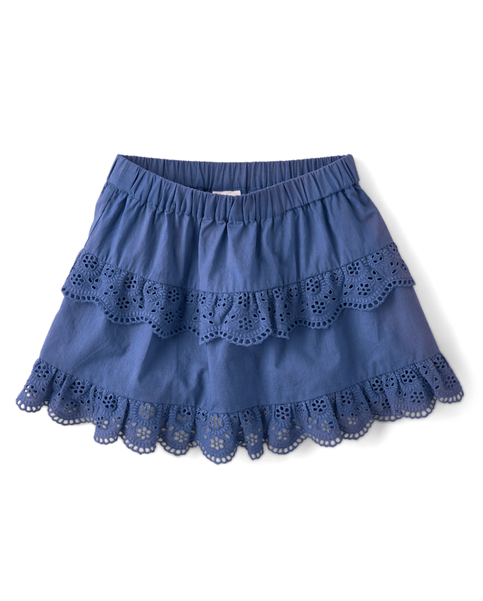 Girls Embroidered Eyelet Tiered Skort - Driftwood Bay