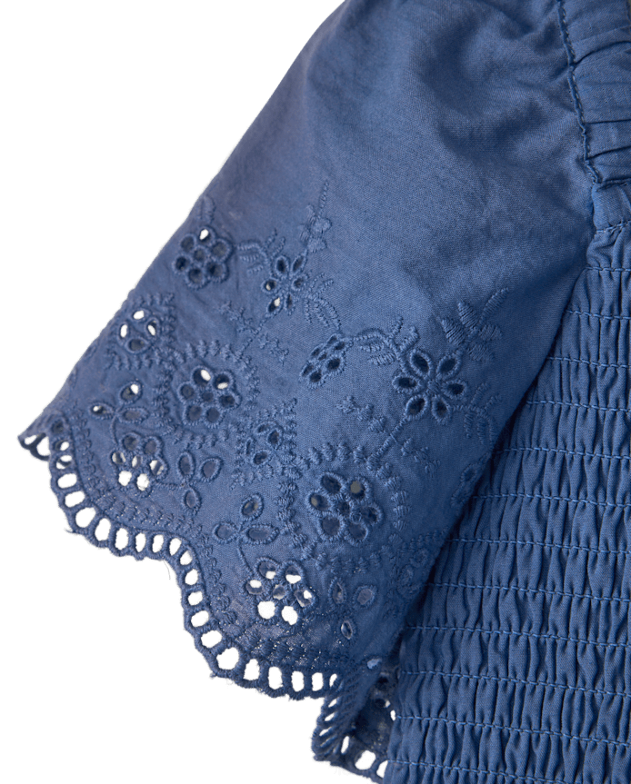 Girls Embroidered Eyelet Smocked Top - Driftwood Bay