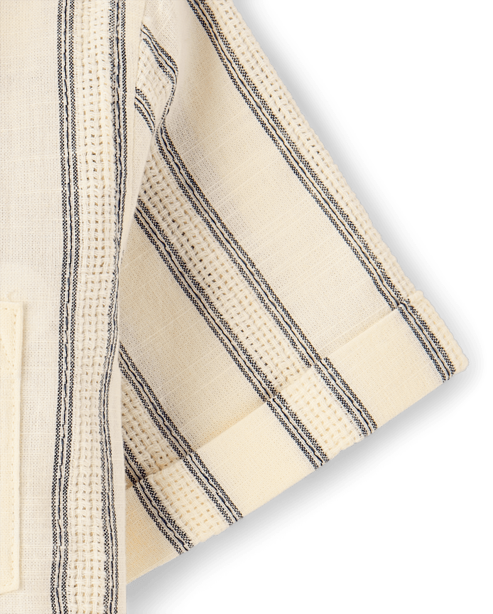 Boys Striped Textured Button Up Shirt