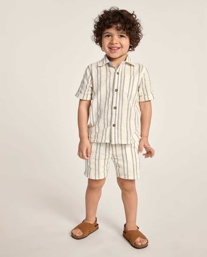 Boys Striped Textured Pull On Shorts - Driftwood Bay