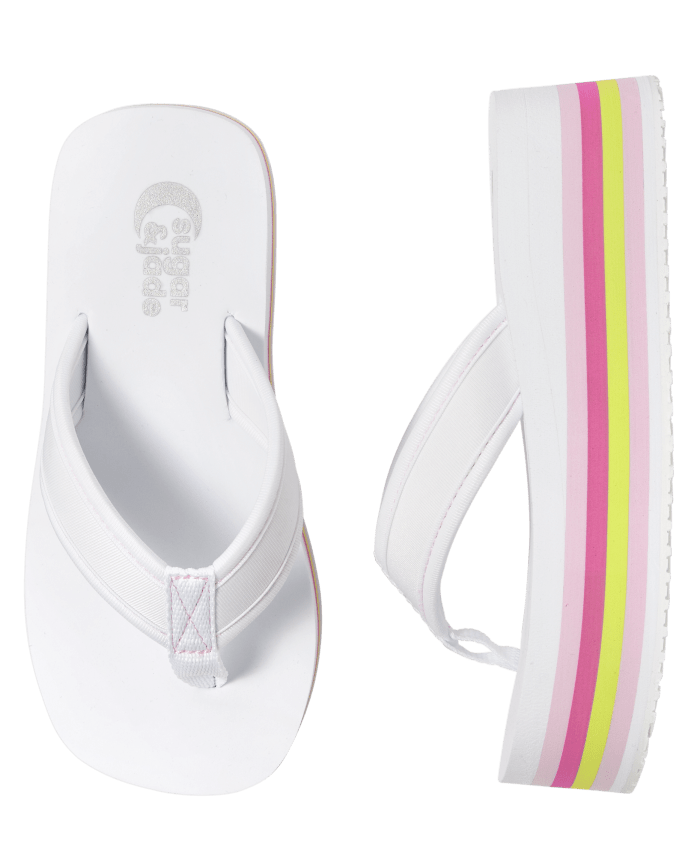 Tween Girls Striped Platform Flip Flops